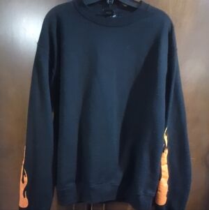 Champion "Kylie" Black Sweatershirtwith Orange Flame Design